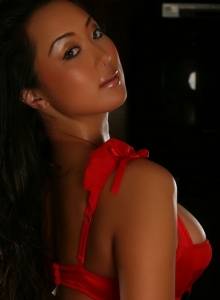 Alluring Vixens: Stunning Alluring Vixen babe Hoshi teases in her matching red lace bra and panties