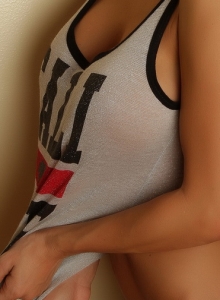 Alluring Vixens: Busty Alluring Vixen tease Jennifer shows off her perfect big boobs in her skimpy tank top