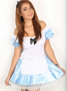 Alluring Vixens: Stunning Alluring Vixen babe Lilly shows off her Alice In Wonderland costume with no panties underneath
