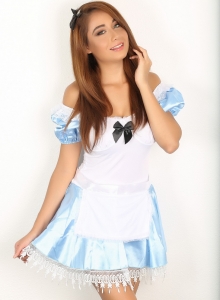 Alluring Vixens: Stunning Alluring Vixen babe Lilly shows off her Alice In Wonderland costume with no panties underneath